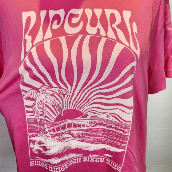 Rip Curl Womens Pink Graphic T-Shirt Since Nineteen Sixty Nine Large Surf Tee - Picture 2 of 5